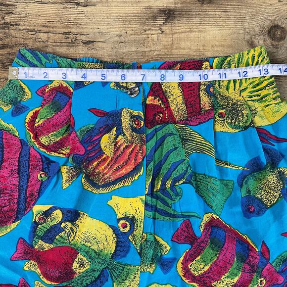 Vintage NORDSTROM High Waist Silk Fish Shorts - Picture 6 of 9